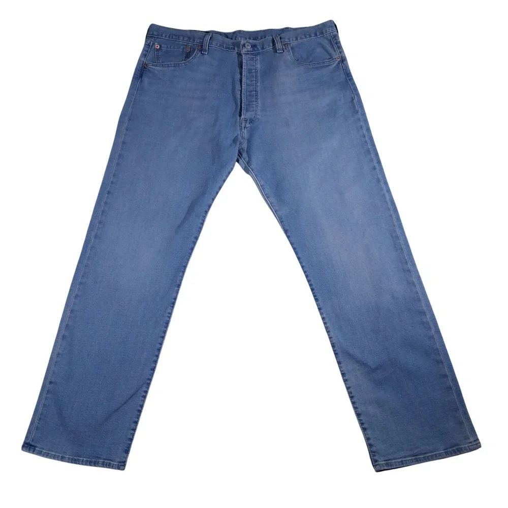 Levis 501 Org Mens Light Wash Button Fly Straight Leg Jeans 40x32 (Fits 40x30)